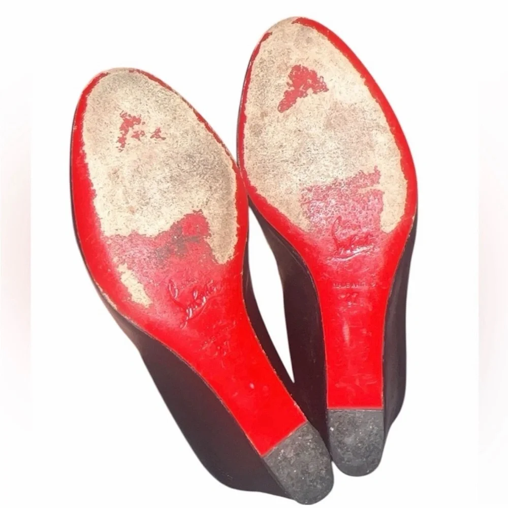Christian Louboutin Black Peep-Toe Platform Heels size 7